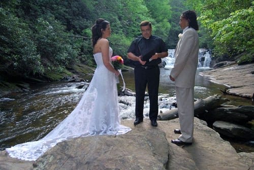 Rev. Rick at Waterfall Wedding