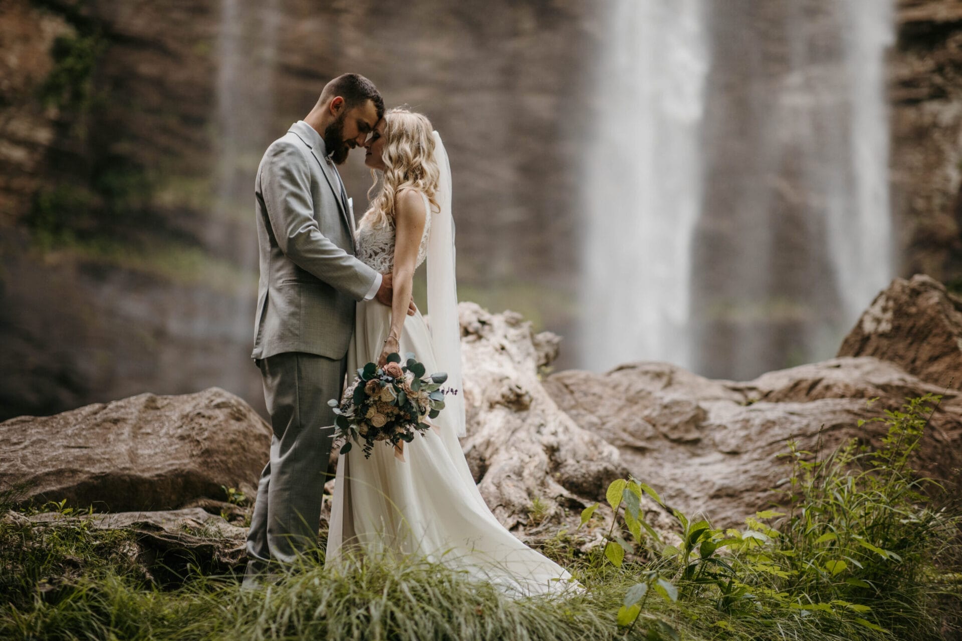 Waterfall Wedding Couple
